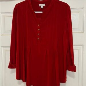 Kim Roger darker red orange Blouse with Mandarin Collar XXL